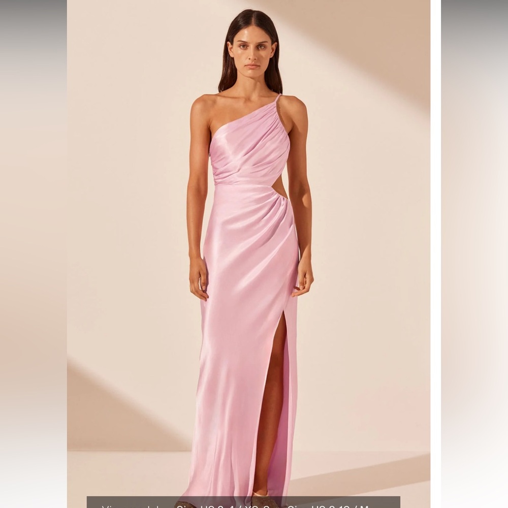 Shona Joy Asymmetrical Gathered Dress in Peony